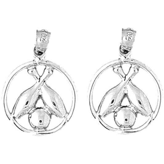 Sterling Silver 22mm Bowling Pin And Ball Earrings
