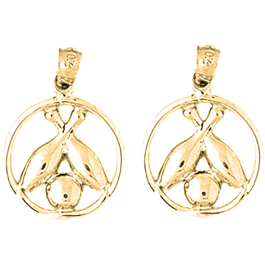 Yellow Gold-plated Silver 22mm Bowling Pin And Ball Earrings
