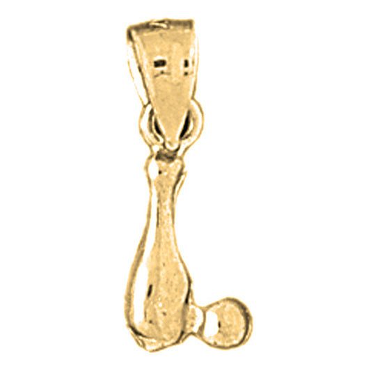 Yellow Gold-plated Silver 3D Bowling Pin And Ball Pendant