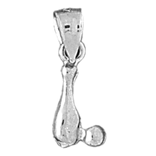 Sterling Silver 3D Bowling Pin And Ball Pendant