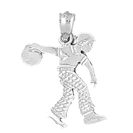 Sterling Silver Bowling Player Pendant