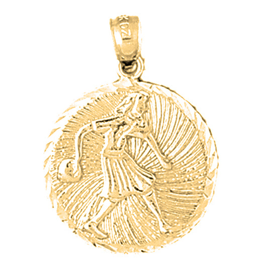 Yellow Gold-plated Silver Bowling Player Pendant