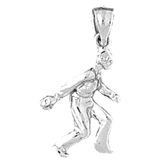 Sterling Silver Bowling Player Pendant