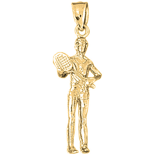 Yellow Gold-plated Silver 3D Tennis Player Pendant
