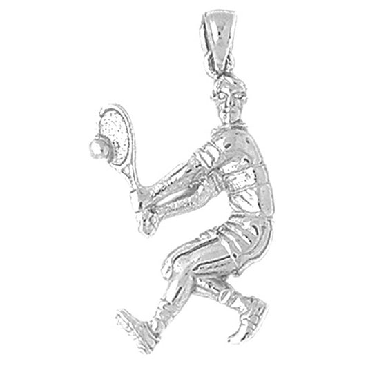 Sterling Silver Tennis Player Pendant