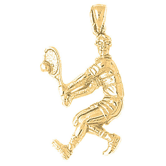 Yellow Gold-plated Silver Tennis Player Pendant