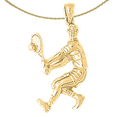 Sterling Silver Tennis Player Pendant (Rhodium or Yellow Gold-plated)