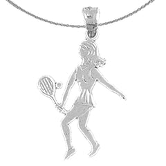 Sterling Silver Tennis Player Pendant (Rhodium or Yellow Gold-plated)