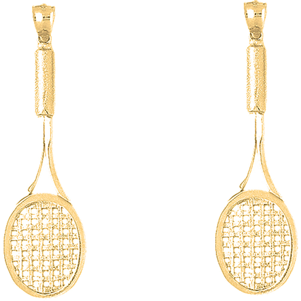 14K or 18K Gold 66mm Tennis Racquets Earrings