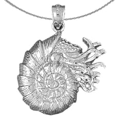 Sterling Silver Nautilis Shell Pendant (Rhodium or Yellow Gold-plated)
