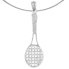 Sterling Silver Tennis Racquets Pendant (Rhodium or Yellow Gold-plated)