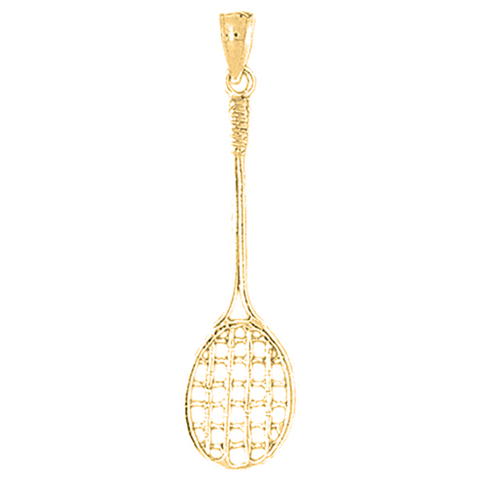 Yellow Gold-plated Silver Tennis Racquets Pendant