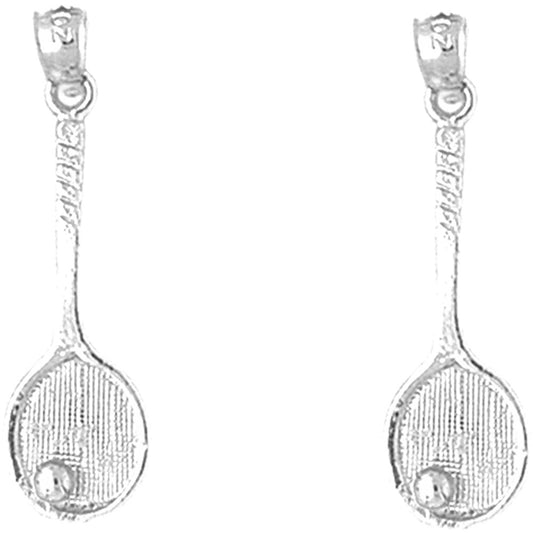 Sterling Silver 30mm Tennis Racquets Earrings