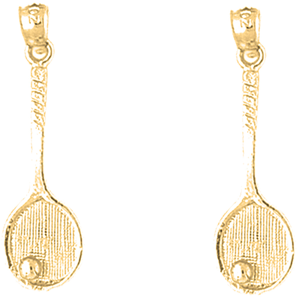 14K or 18K Gold 30mm Tennis Racquets Earrings