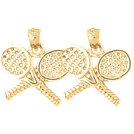 Yellow Gold-plated Silver 17mm Tennis Racquets Earrings