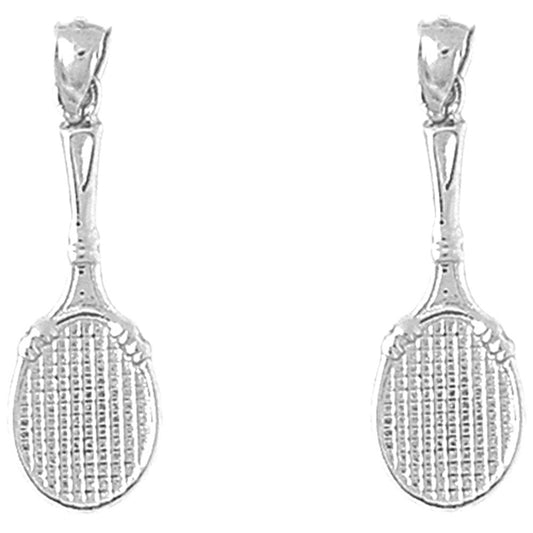 Sterling Silver 31mm Tennis Racquets Earrings