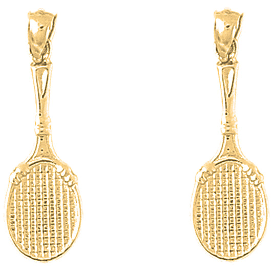 Yellow Gold-plated Silver 31mm Tennis Racquets Earrings