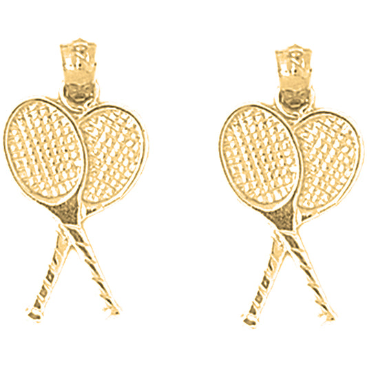 Yellow Gold-plated Silver 23mm Tennis Racquets Earrings