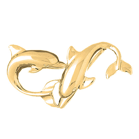 Yellow Gold-plated Silver Dolphins Pendant