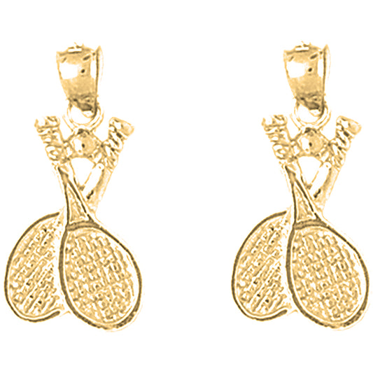 Yellow Gold-plated Silver 24mm Tennis Racquets Earrings