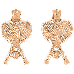 14K or 18K Gold 21mm Tennis Racquets Earrings