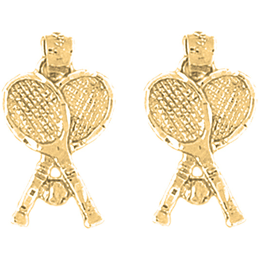 Yellow Gold-plated Silver 21mm Tennis Racquets Earrings