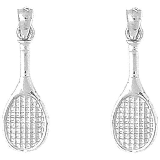 Sterling Silver 26mm Tennis Racquets Earrings