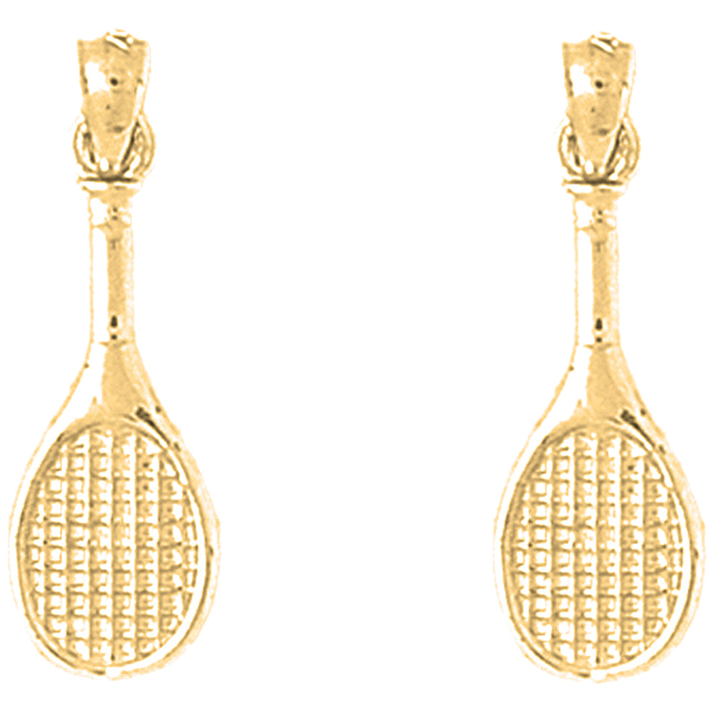 14K or 18K Gold 26mm Tennis Racquets Earrings