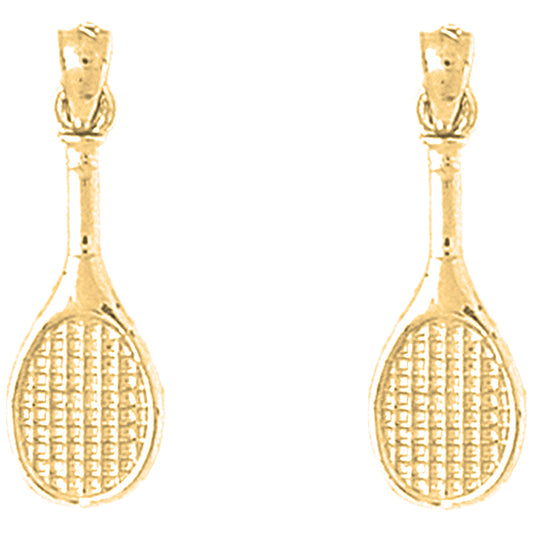 Yellow Gold-plated Silver 26mm Tennis Racquets Earrings