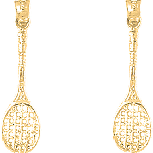 Yellow Gold-plated Silver 30mm Tennis Racquets Earrings