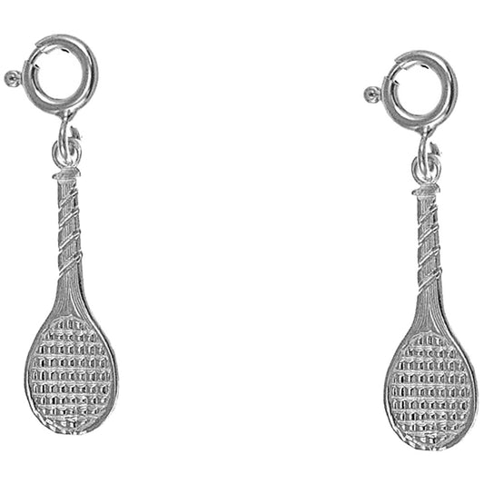 Sterling Silver 27mm Tennis Racquets Earrings