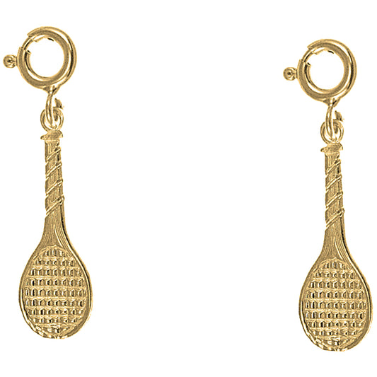 Yellow Gold-plated Silver 27mm Tennis Racquets Earrings