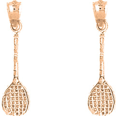 14K or 18K Gold 27mm Tennis Racquets Earrings