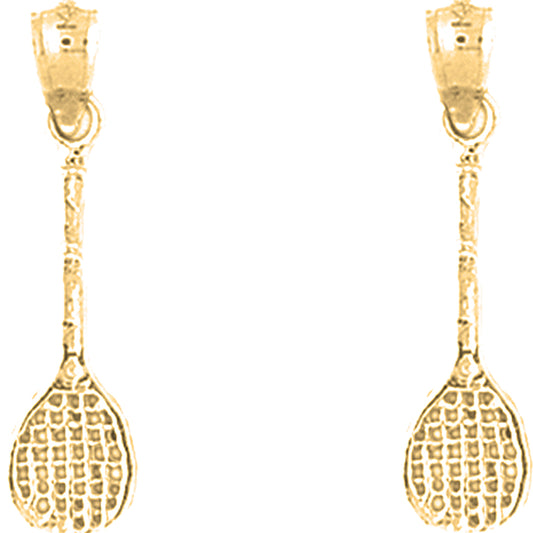 Yellow Gold-plated Silver 27mm Tennis Racquets Earrings