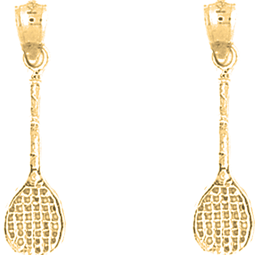 14K or 18K Gold 27mm Tennis Racquets Earrings