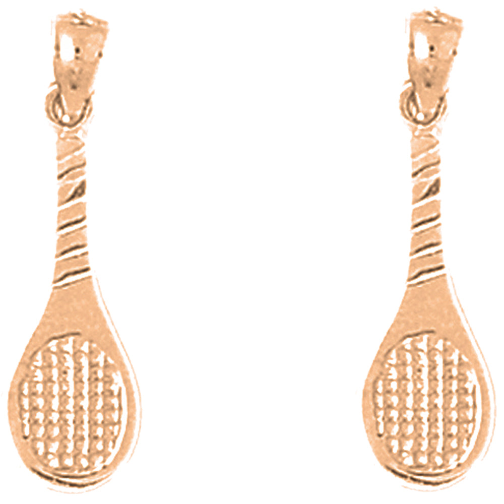 14K or 18K Gold 24mm Tennis Racquets Earrings