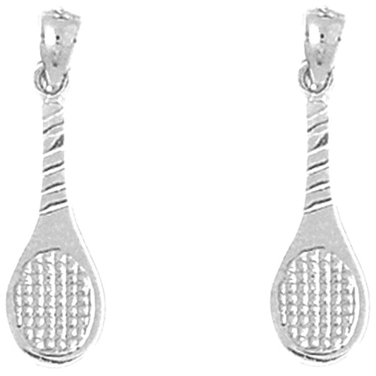 Sterling Silver 24mm Tennis Racquets Earrings