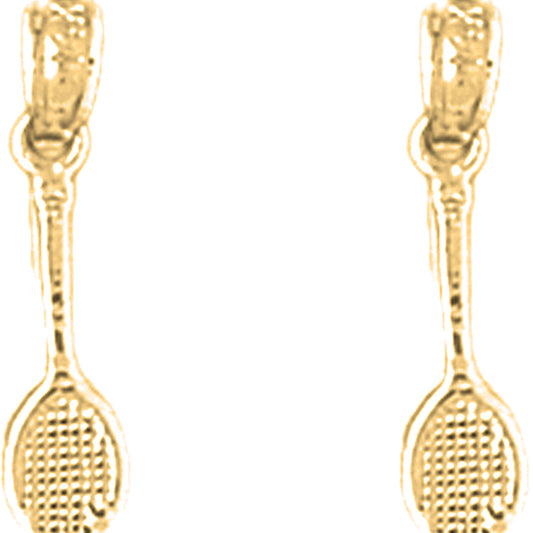 14K or 18K Gold 18mm Tennis Racquets Earrings