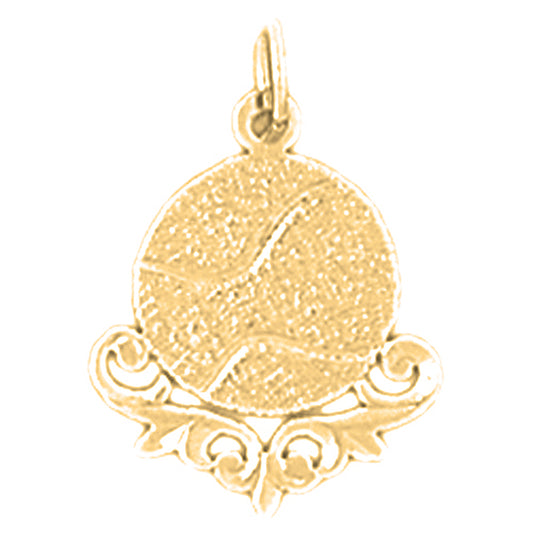 Yellow Gold-plated Silver Racquet Pendant