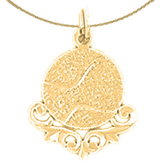 Sterling Silver Racquet Pendant (Rhodium or Yellow Gold-plated)