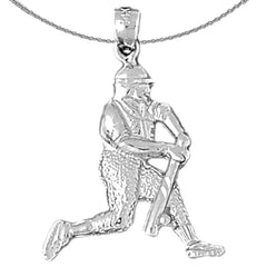 Sterling Silver Baseball Player Pendant (Rhodium or Yellow Gold-plated)