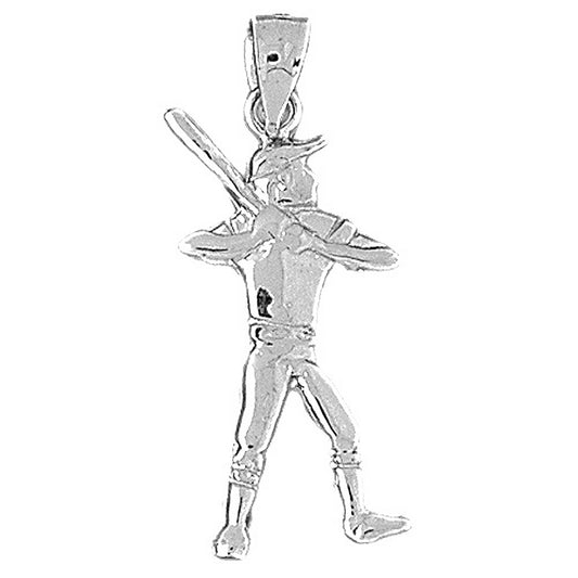 Sterling Silver Baseball Player Pendant