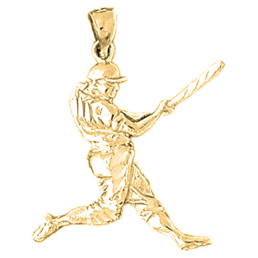 Yellow Gold-plated Silver Baseball Player Pendant