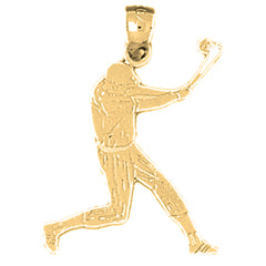 Baseballspieler-Anhänger aus Sterlingsilber (rhodiniert oder gelbgoldbeschichtet)