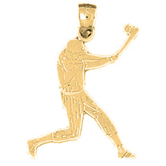 Yellow Gold-plated Silver Baseball Player Pendant