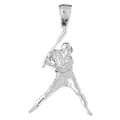 Sterling Silver Baseball Player Pendant