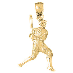 Yellow Gold-plated Silver Baseball Player Pendant