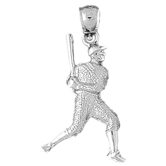 Sterling Silver Baseball Player Pendant