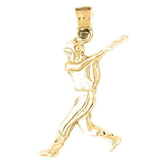 Yellow Gold-plated Silver Baseball Player Pendant