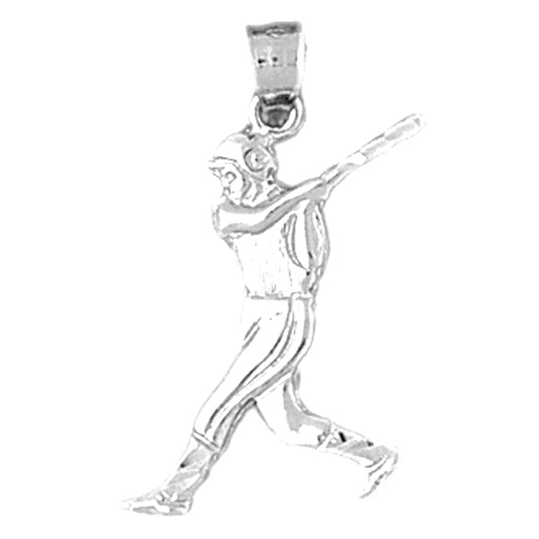 Sterling Silver Baseball Player Pendant